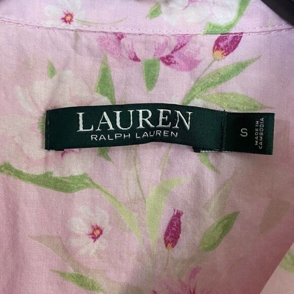 Lauren Ralph Lauren Floral Pink Sleep Shirt Size Small - Picture 6 of 8